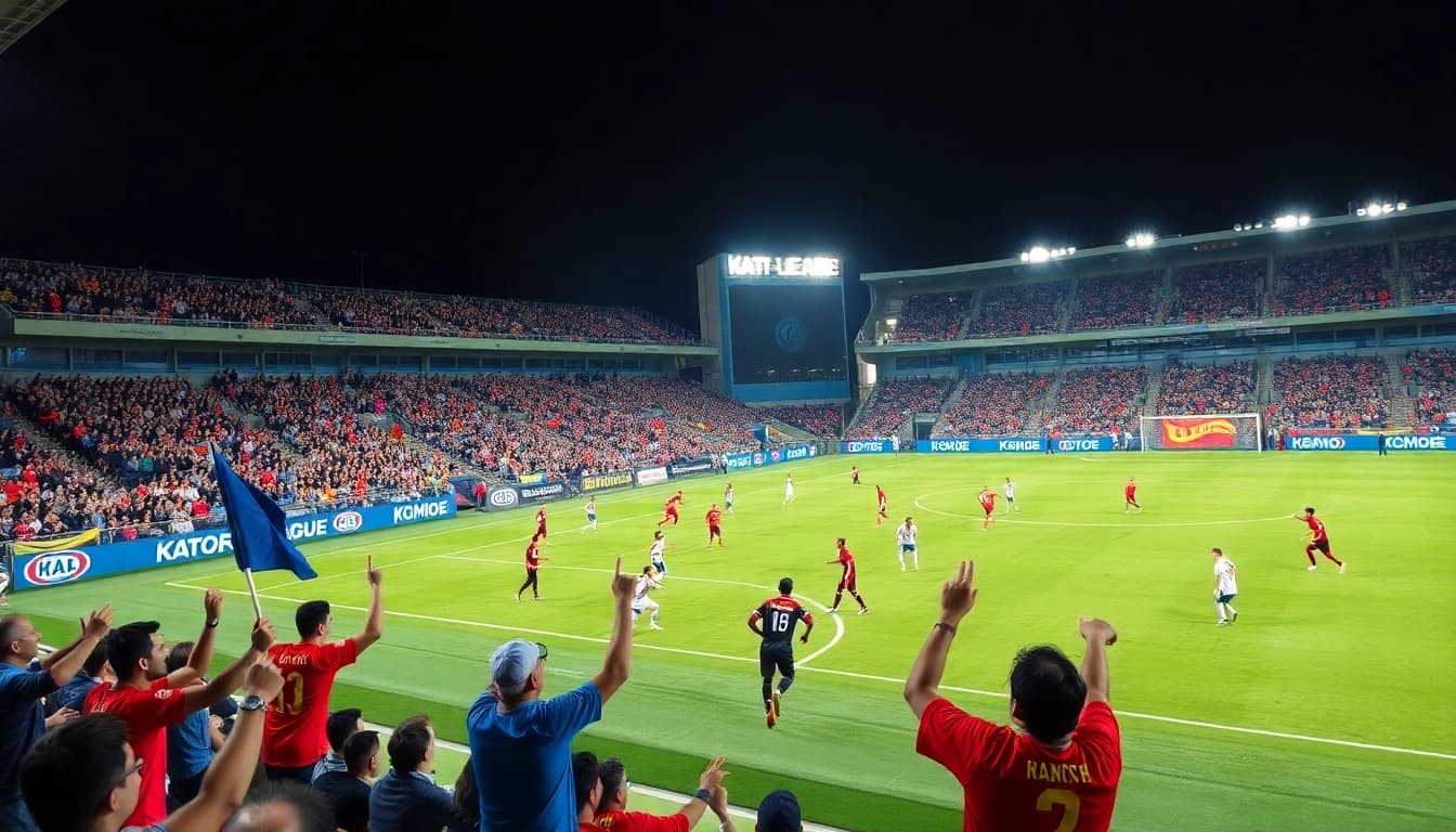 Exciting action during a K-League 1 match, showcasing the Giải Vô Địch Quốc Gia Hàn Quốc.