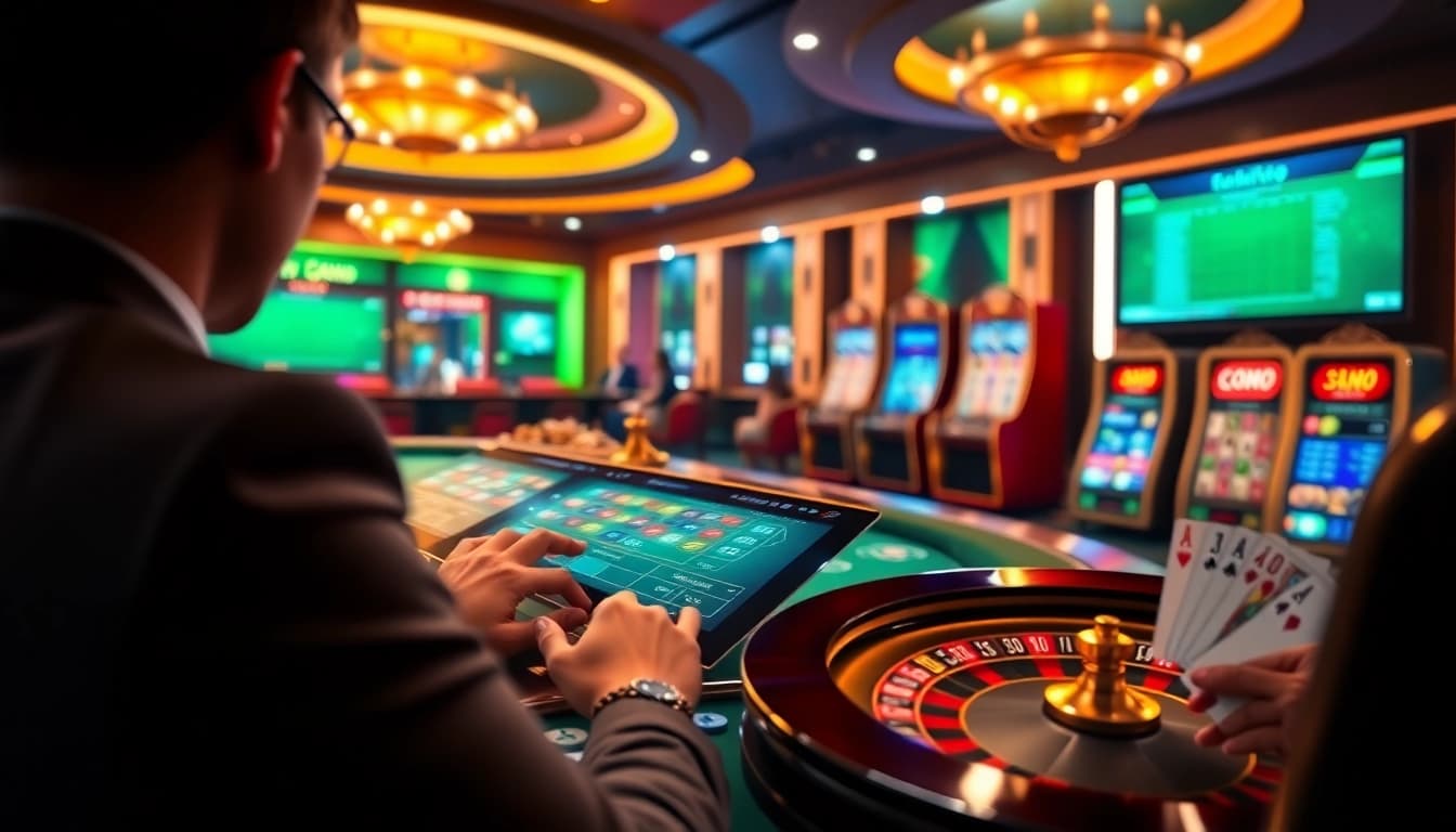 Experience high-stakes gaming at rikvip with vibrant online casino visuals, poker chips, and digital games.