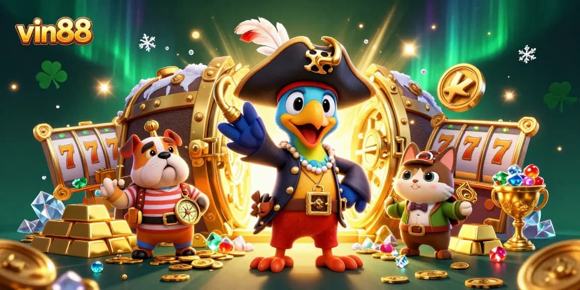 Spin the slots at vin88 with a thrilling pirate adventure featuring vivid gems and treasures.