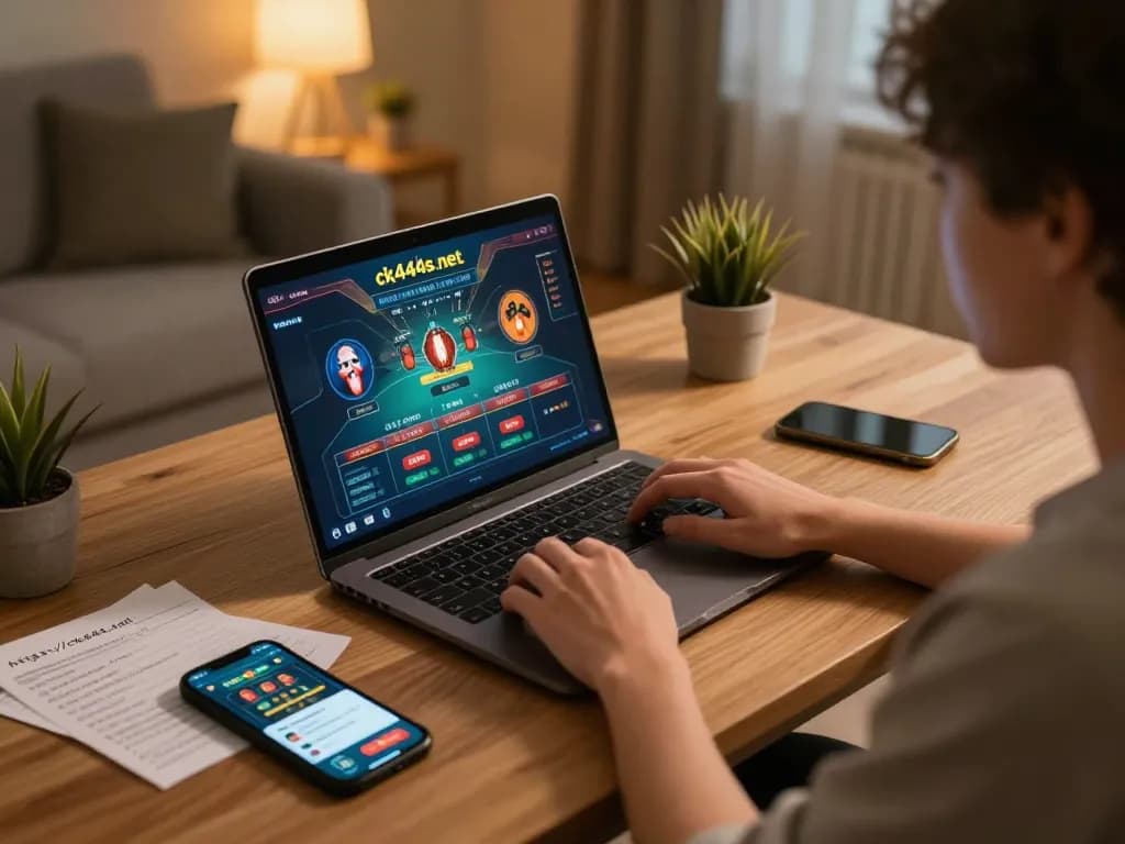 Engage in live casino gaming at https://ck444s.net/ with a comfortable online setup and warm lighting.