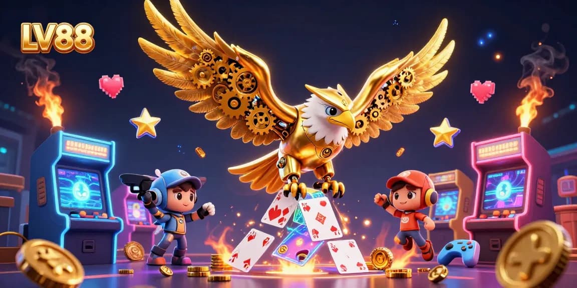 Engage with LV88's thrilling casino experience through a vibrant gaming illustration.