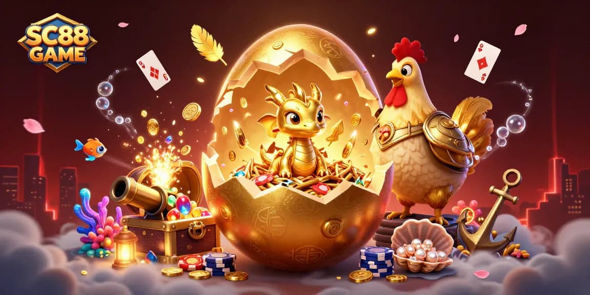 Experience the thrill of SC88 GAME with captivating golden dragons and poker chips!