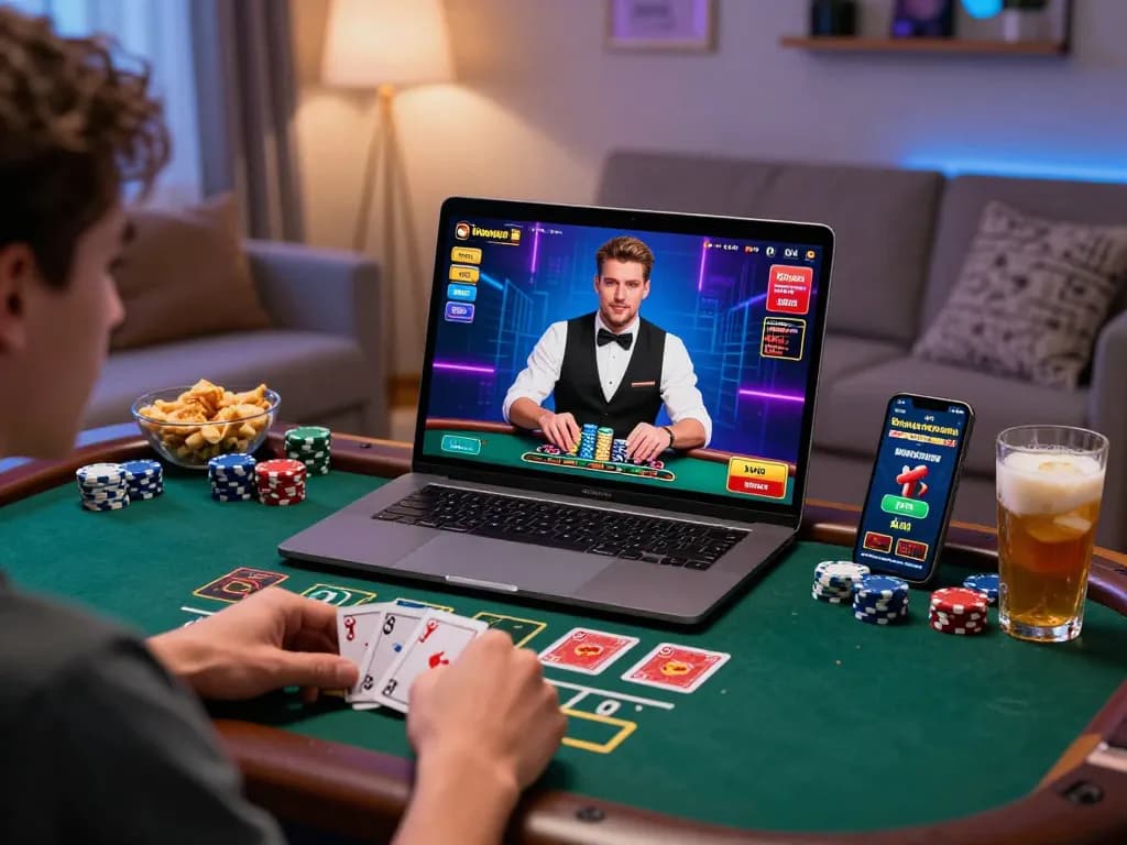 Online gaming scene with player enjoying nk88 casino experience, vibrant graphics, and engaging atmosphere.