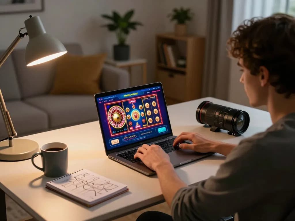 Engaging with the 45678 online casino app on a stylish gaming setup to enjoy strategic gameplay
