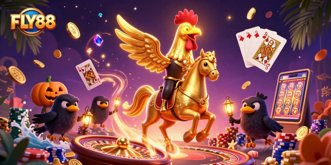 Experience the excitement of FLY88's casino games through this dynamic 3D illustration.