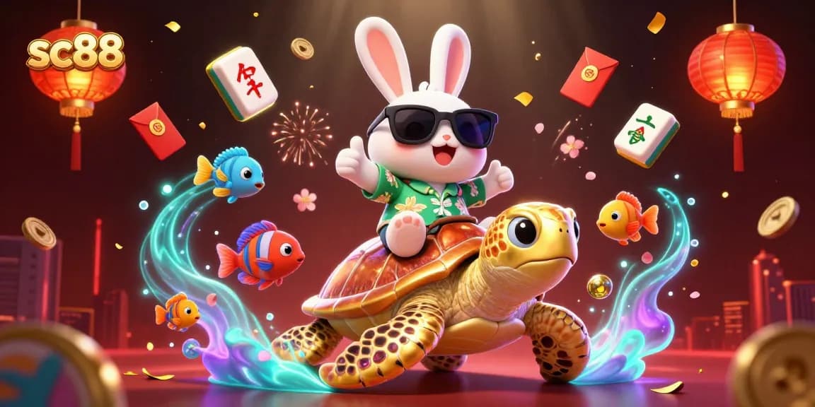 Play exciting games at sc88 with vibrant characters and dynamic casino elements in this 3D illustration.