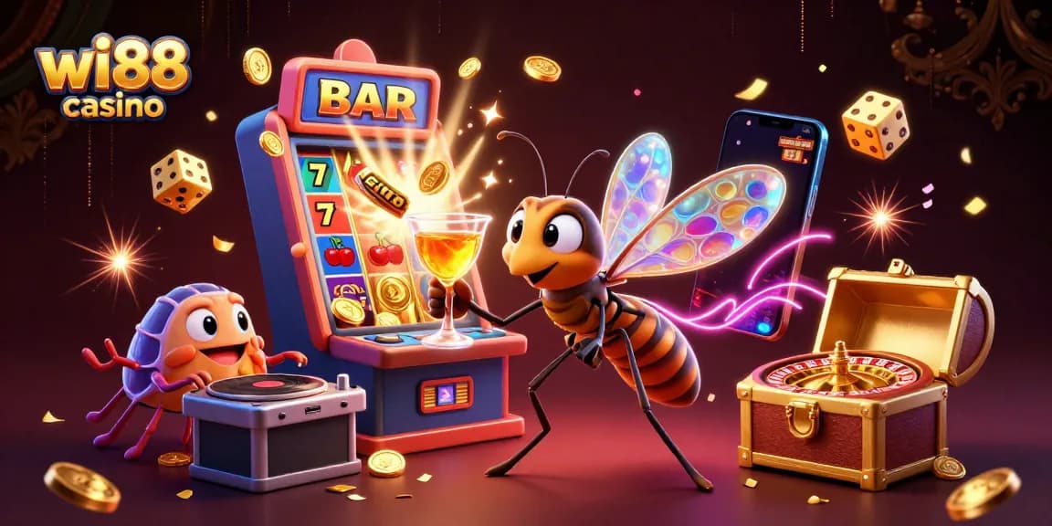 Experience thrilling gaming at wi88 casino with vibrant characters and exciting casino elements.