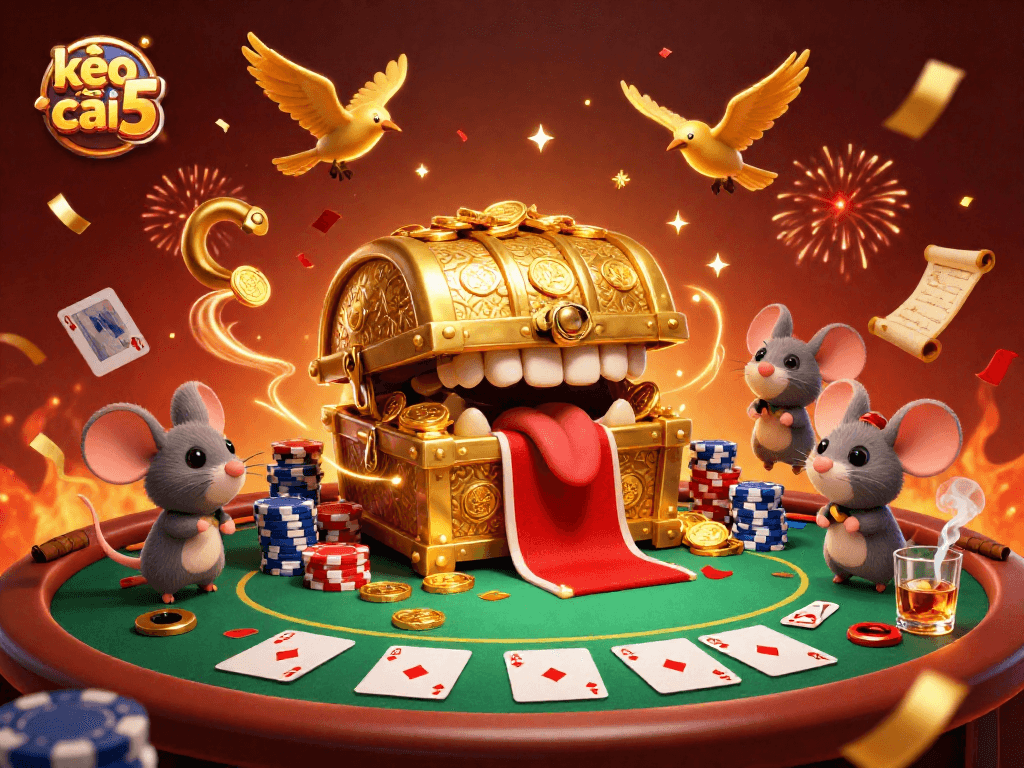 Engage with kèo nhà cái 5 as adventurer mice discover hidden poker treasures in a vibrant casino.