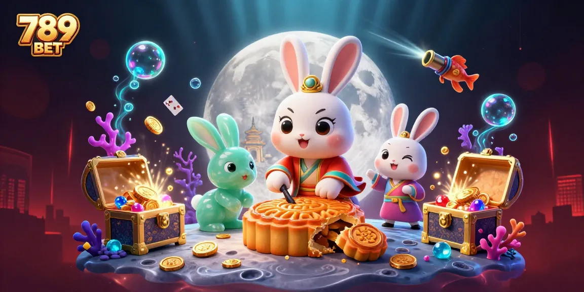 Engage with 789 BET and explore thrilling gameplay featuring a moon rabbit and poker chips in vibrant 3D.