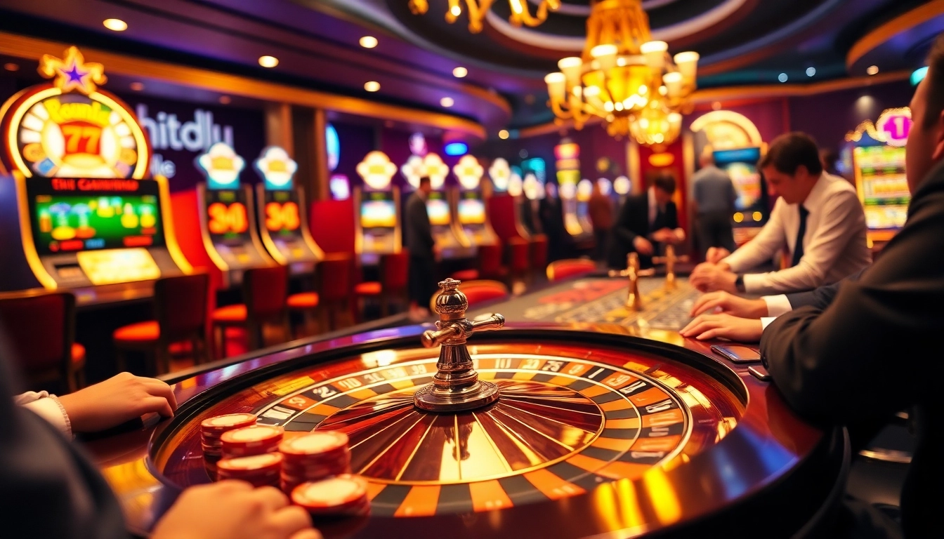Players engaging in high-stakes gambling activities at hitclub com's vibrant casino.