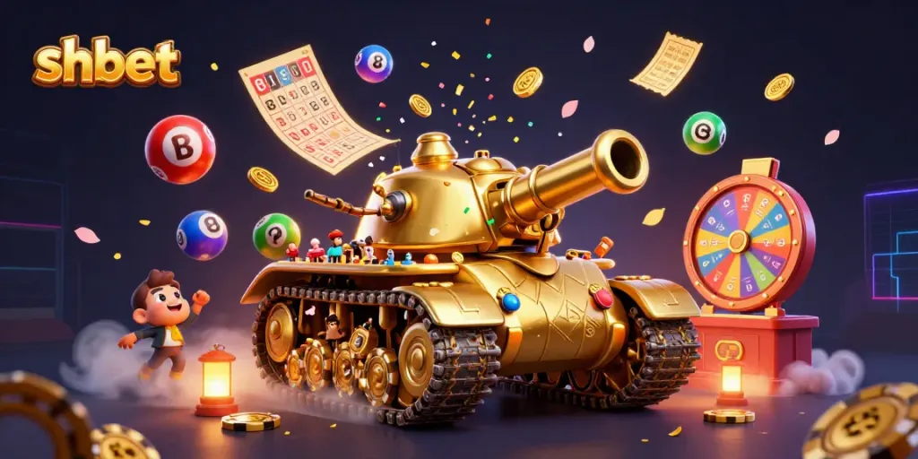Experience the excitement of the shbet casino with vibrant lottery balls and dynamic gaming elements bursting forth.
