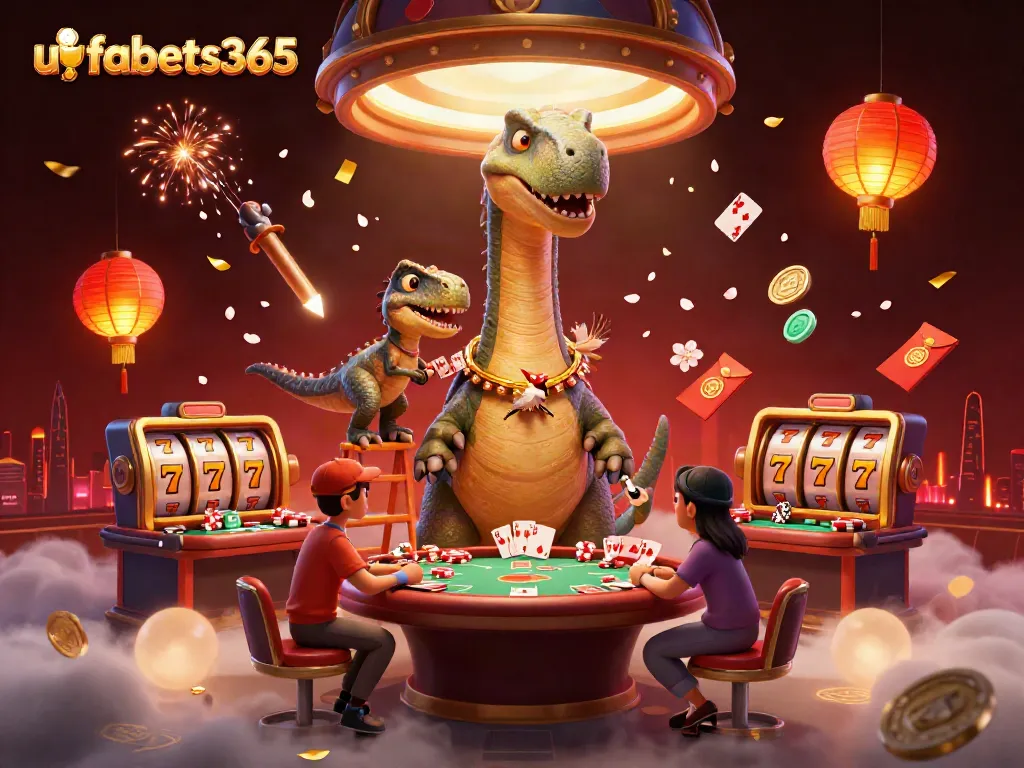 Experience excitement at ufabets365 with dinosaur dealers and festive gambling elements