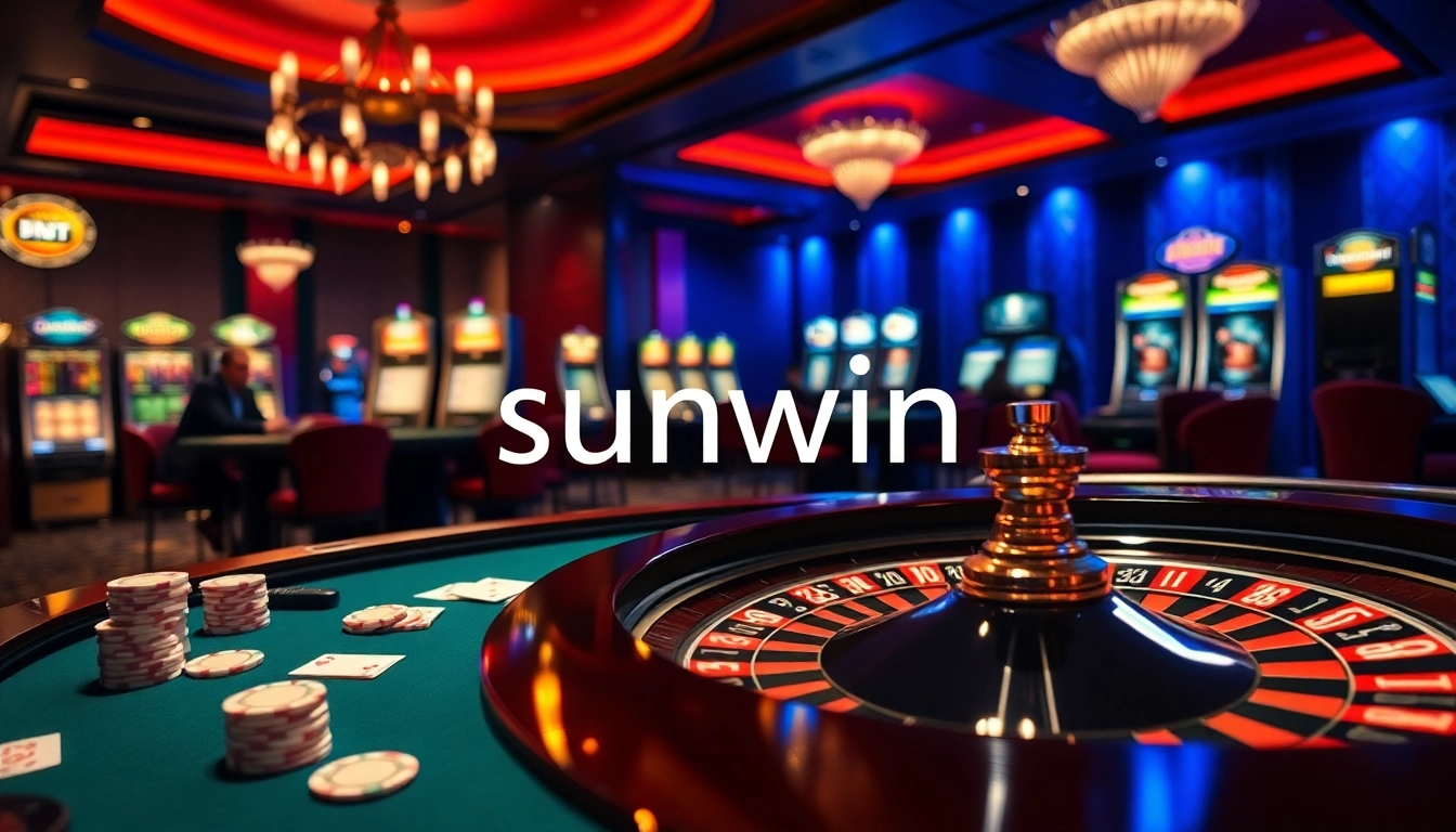 Experience the thrill of sunwin gaming at a luxurious casino table with vibrant action.