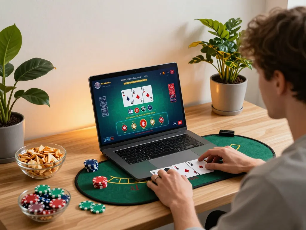 Player engaging in live blackjack game on TG88's online platform, showcasing strategic gameplay.