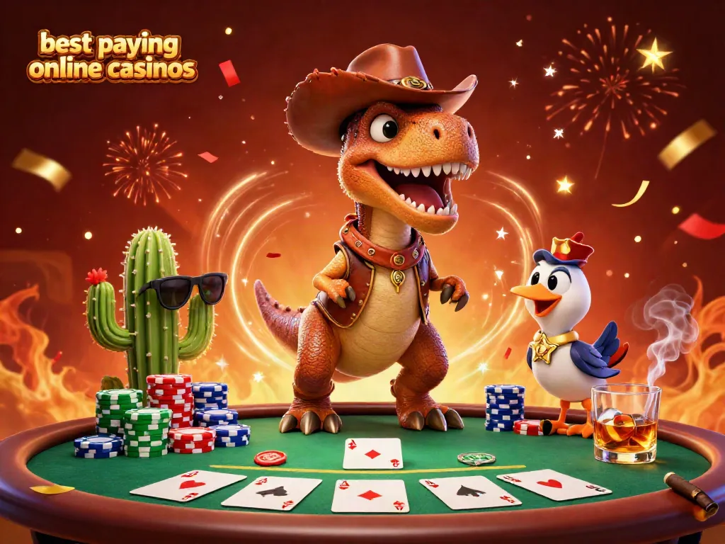 Play at the best paying online casinos with this vibrant 3D illustration featuring dynamic gaming elements.
