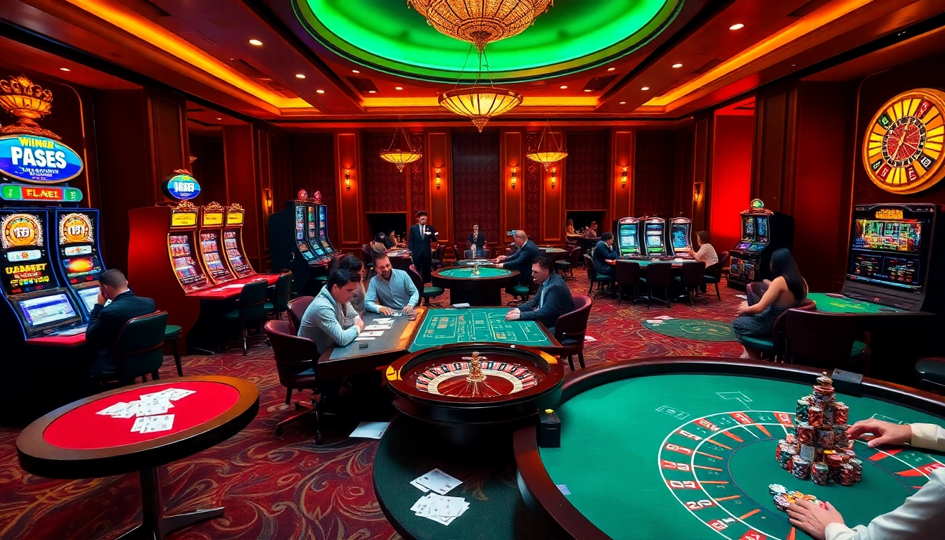 Play exciting games at win88 casino with vibrant tables and slots lighting up the atmosphere.