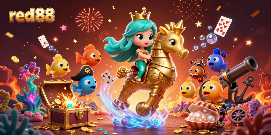 Experience exciting wins at red 88 with a vibrant underwater casino scene featuring a mermaid princess.