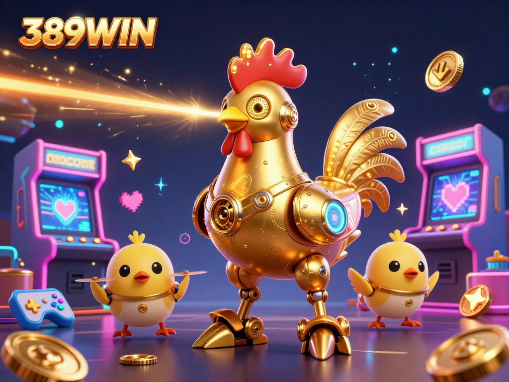 Experience thrilling laser adventures at 389WIN with futuristic gaming and vibrant casino elements.