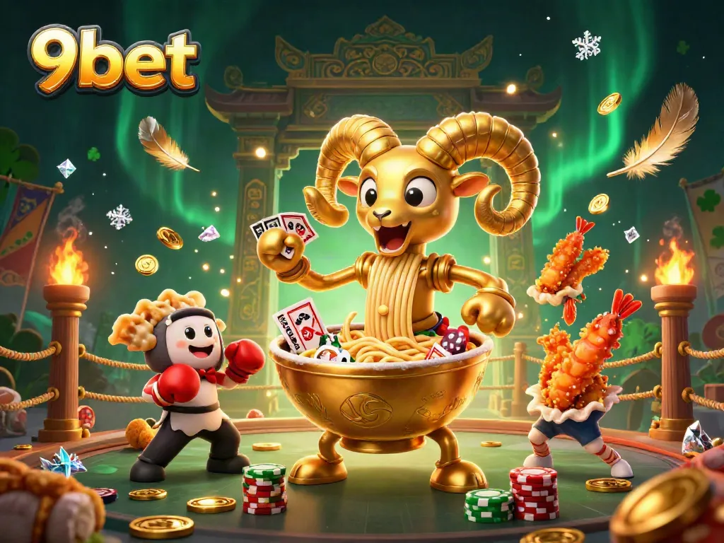 Engage with 9bet's exciting casino scene featuring dynamic characters and vibrant gambling elements.