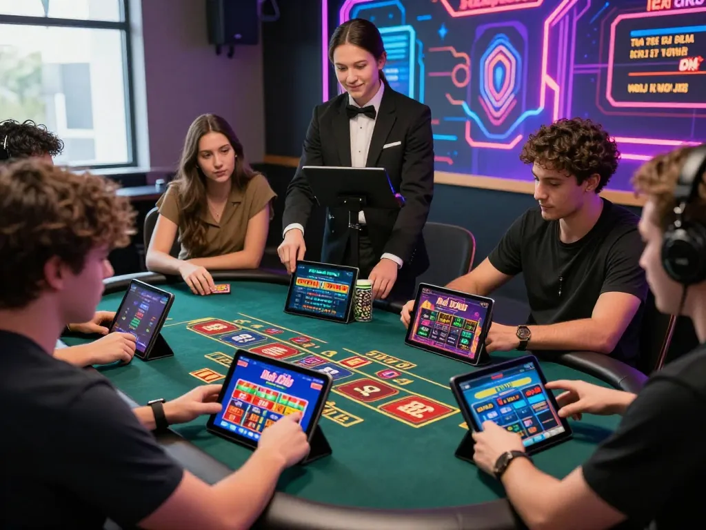 Exciting scene of players using Onbet link vào onbet for engaging online casino experience, showcasing vibrant gaming activities and friendly interactions.
