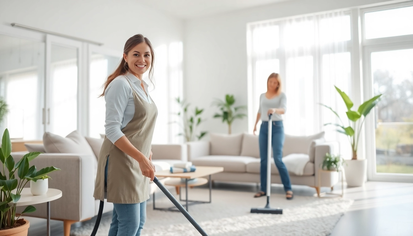 Experience expert house cleaning Atlanta with a professional cleaner revitalizing a bright living space.