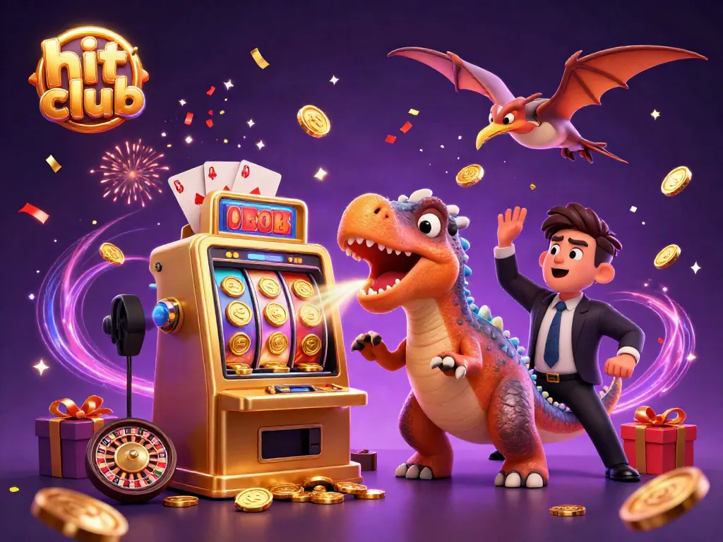Join the hit club as a cartoon pachycephalosaurus celebrates a slot jackpot!