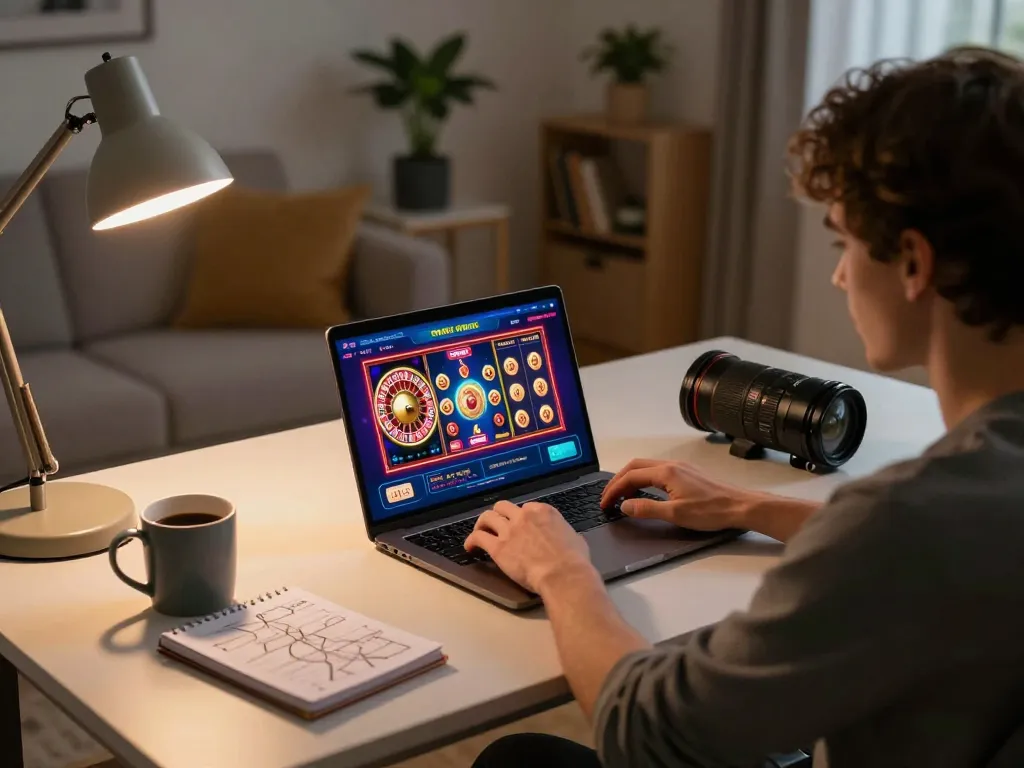 Engaging with the 45678 online casino app on a stylish gaming setup to enjoy strategic gameplay