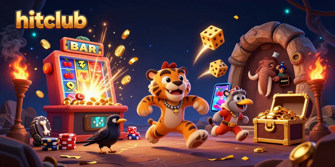 Experience thrilling gameplay at hitclub with a vibrant casino-themed caveman scene showcasing exciting elements.