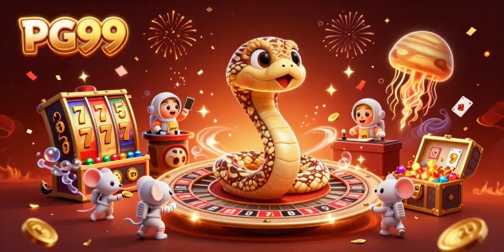 Experience thrilling bets with PG99 as 3D cartoon elements create a vibrant casino scene.