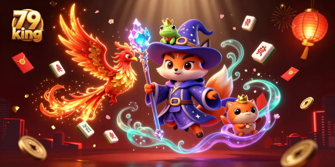 Experience thrilling wins with 79 king in a vibrant casino adventure scene with magical elements.
