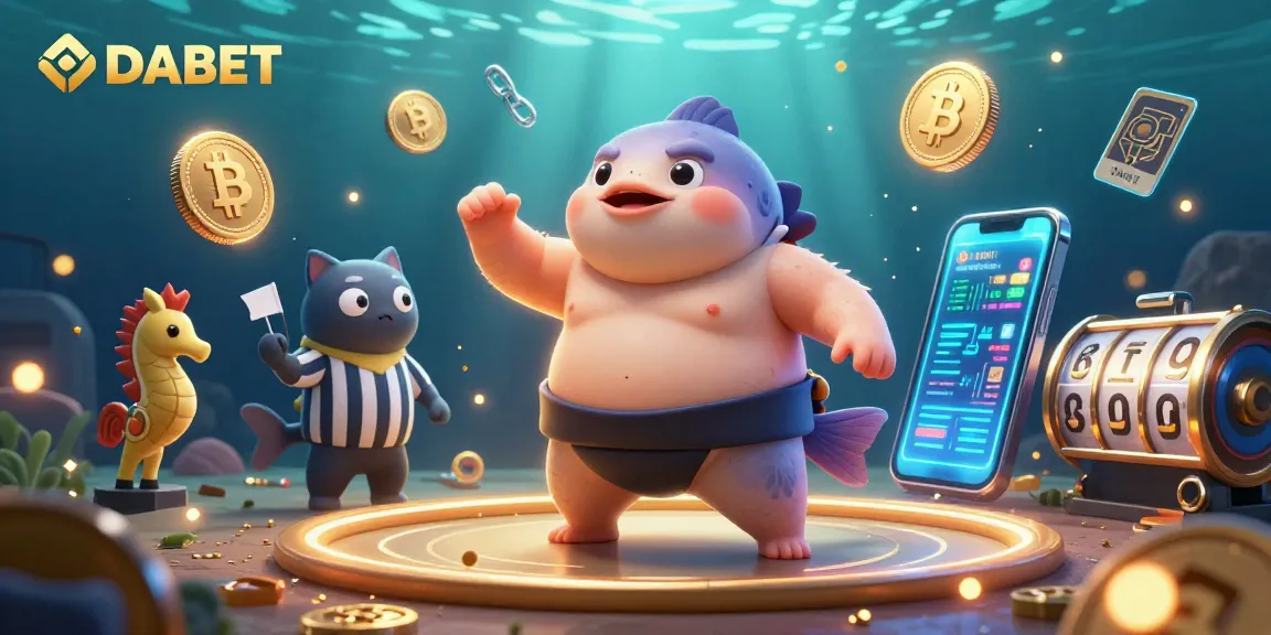DABET brings players thrilling underwater gaming as characters celebrate winning moments amid vibrant slot reels and crypto coins.