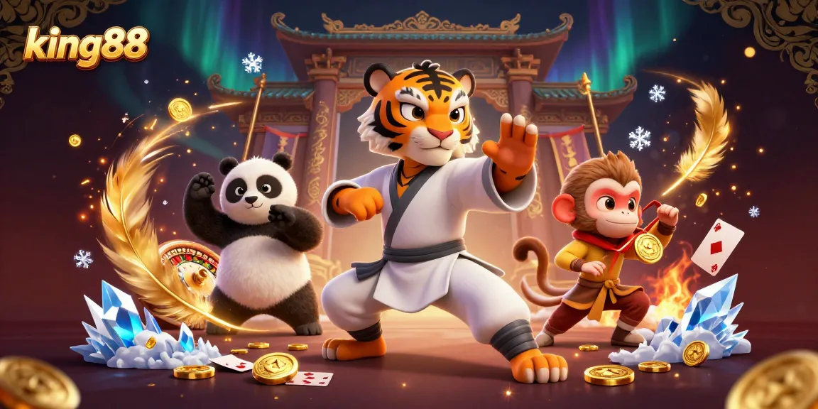 Experience king88's thrilling live casino action with a kung fu master and playful characters.