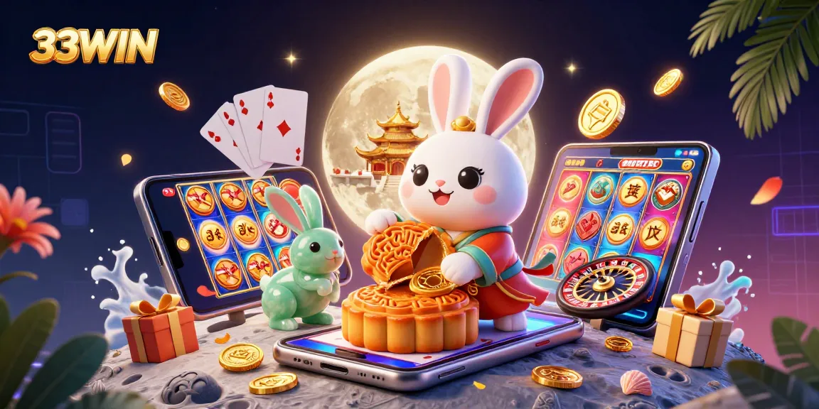 Experience 33WIN's vibrant gaming world with lively characters and exciting casino elements
