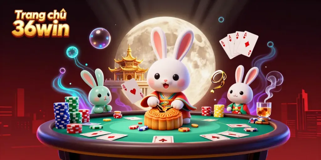 Engage with Trang chủ 36win's thrilling casino atmosphere featuring poker and lunar elements.