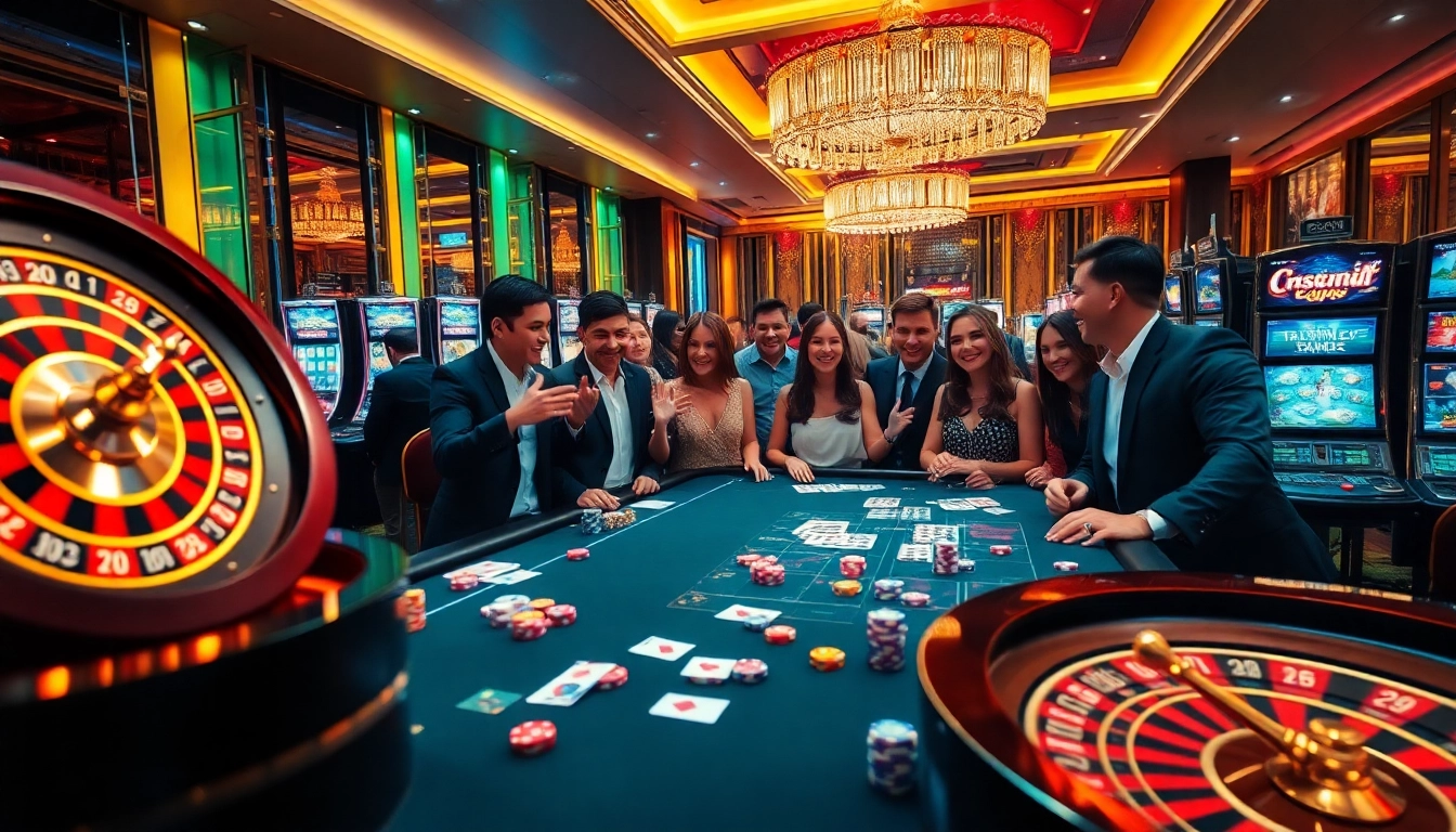 Players enjoying high-stakes action at RR88 casino table with chips and cards