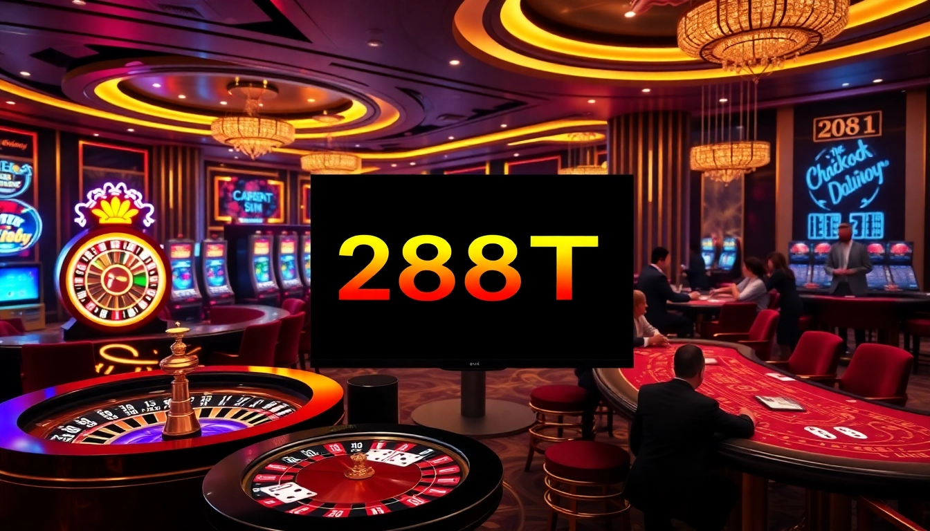 Experience thrilling gaming action on 288T’s upscale online casino interface with live dealers and slot machines.