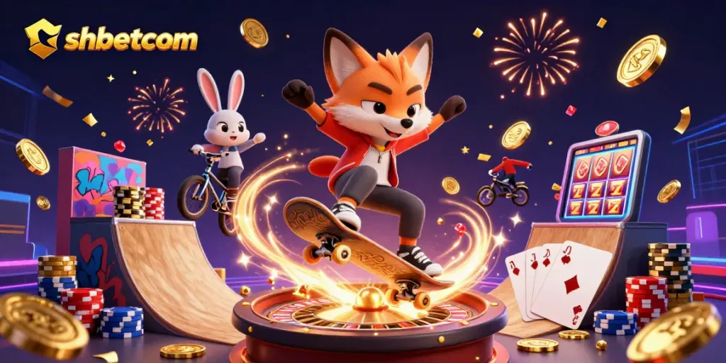 Engage in thrilling gameplay at shbetcom with a dazzling 3D casino-themed digital illustration.