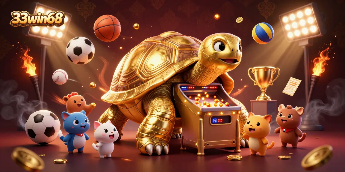 Experience thrilling sports action at 33win68 with dynamic visuals of a golden tortoise pinball.