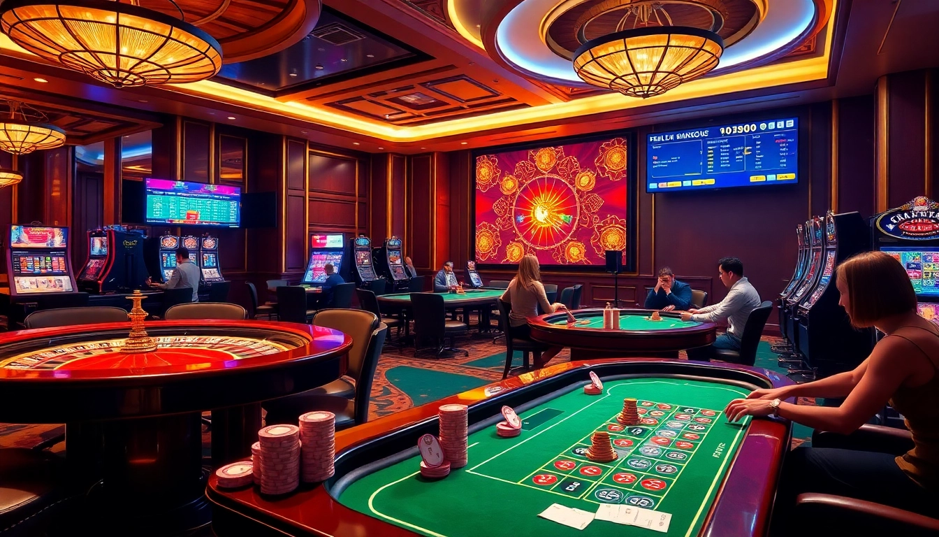 Experience the excitement of TR88 online gambling with vibrant casino tables and players.