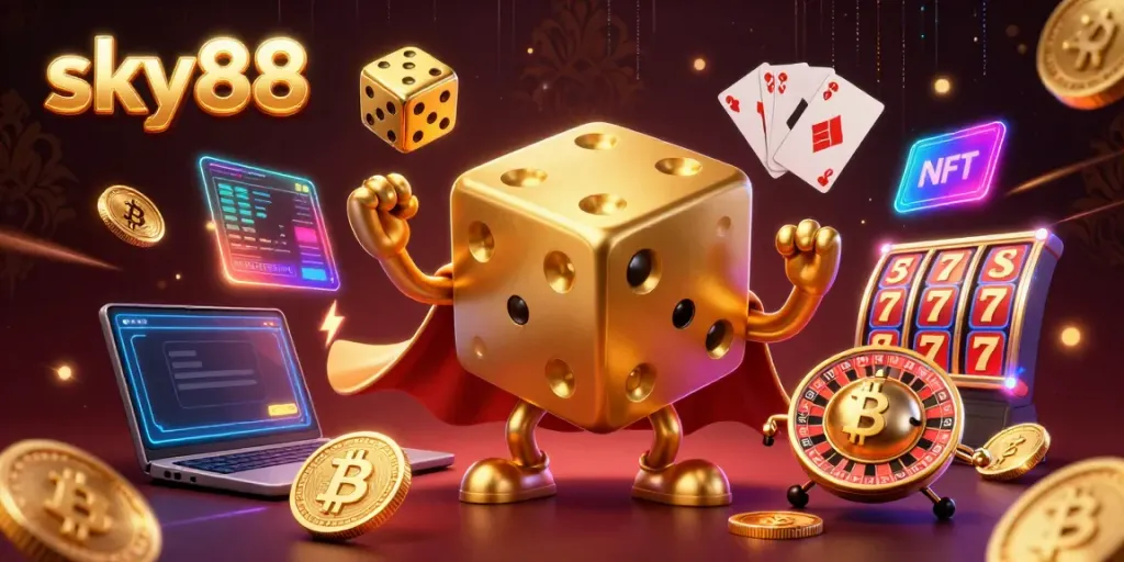 Engage with sky88’s thrilling games alongside a vivid 3D cartoon dice golem and stunning digital effects.