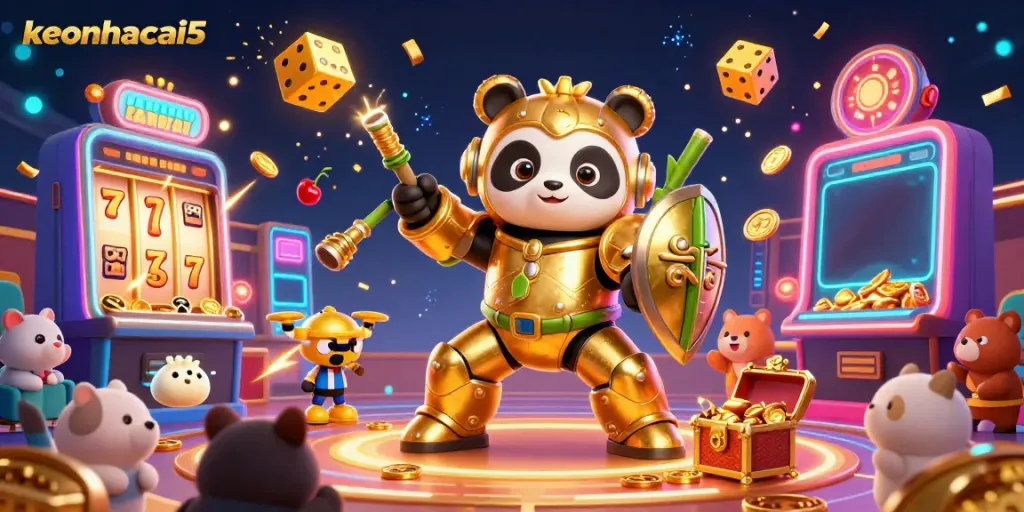 Experience the excitement of keonhacai5 with a golden panda in action!