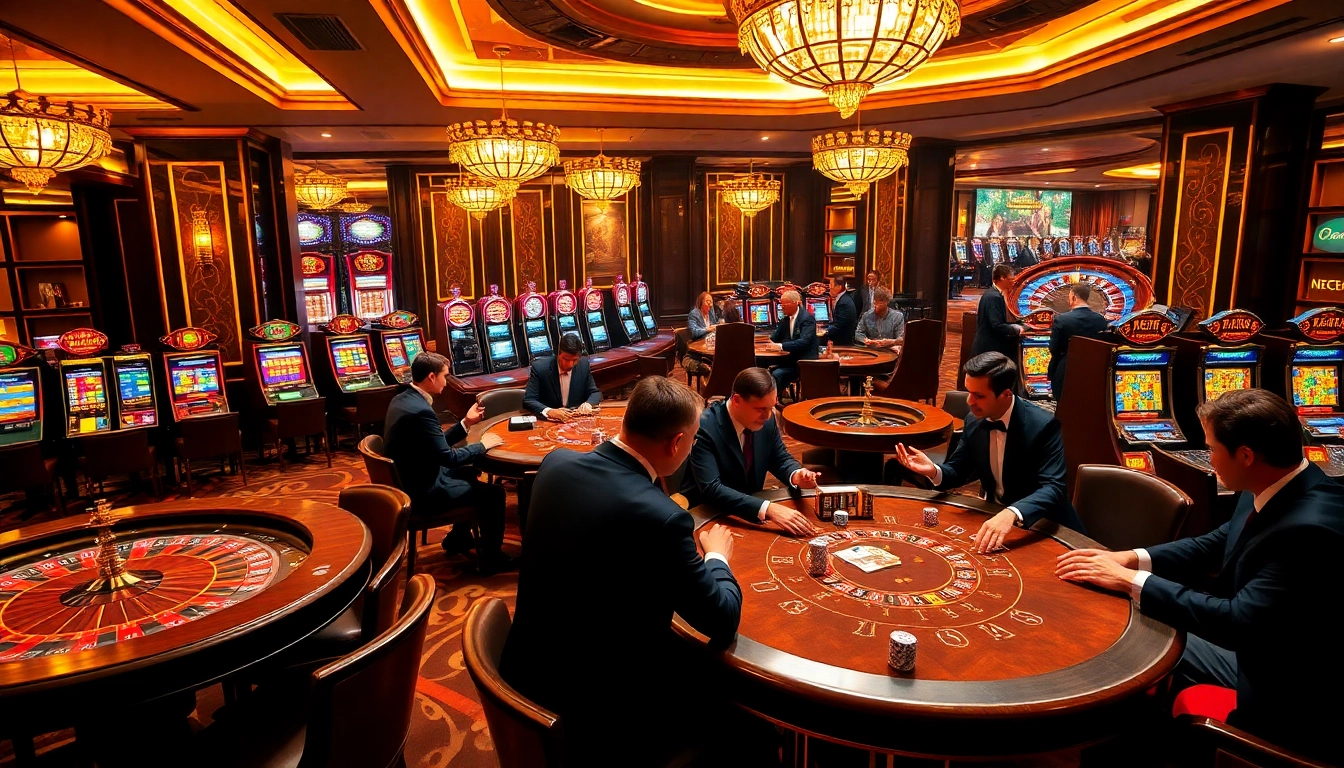 Players enjoying a thrilling game at HB88 casino, showcasing luxury and excitement.