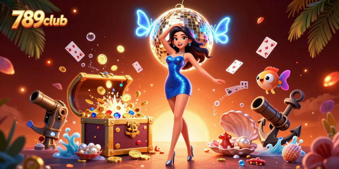 Experience the thrill of 789club with vibrant casino games and dynamic elements in an animated scene.