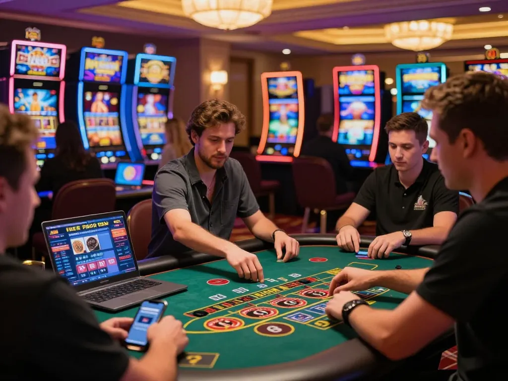 Engaging online gambling experience on KO666 with players at live casino tables.