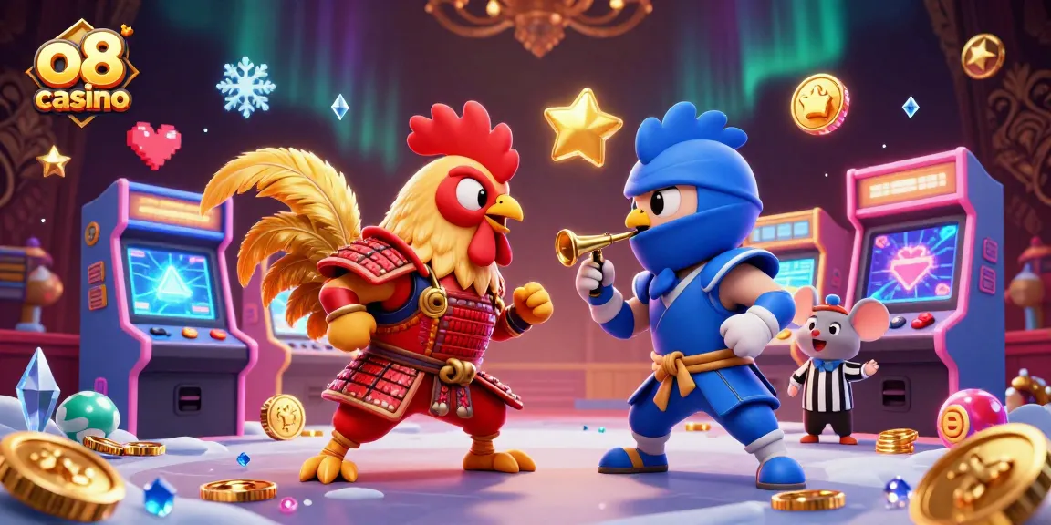 Experience thrilling action at o8 casino with fighting roosters and dynamic gaming elements.