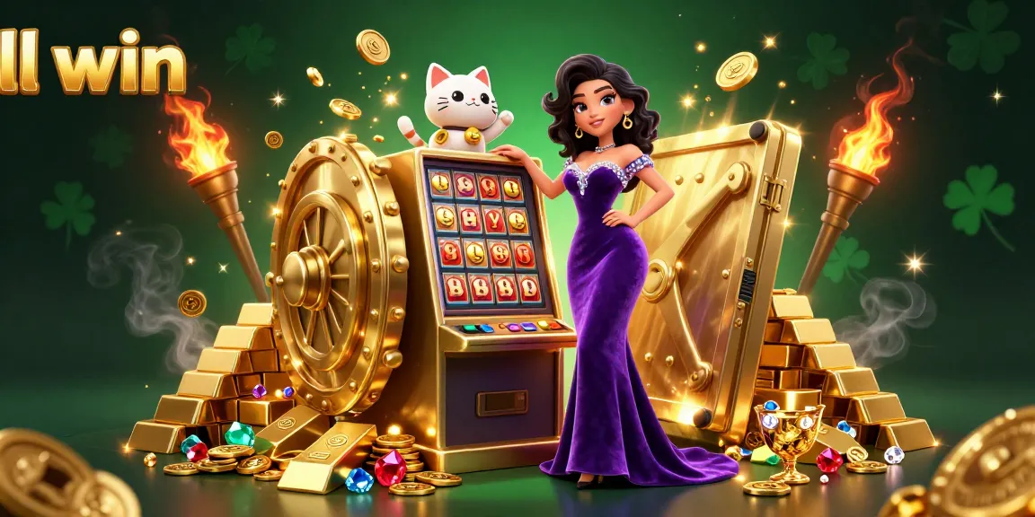 Experience the thrill of ll win with jackpots and treasures in this vibrant casino scene.