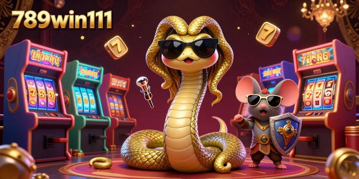 Engage with 789win111 for thrilling online casino experiences, featuring Medusa and a warrior mouse in a vibrant 3D setting.