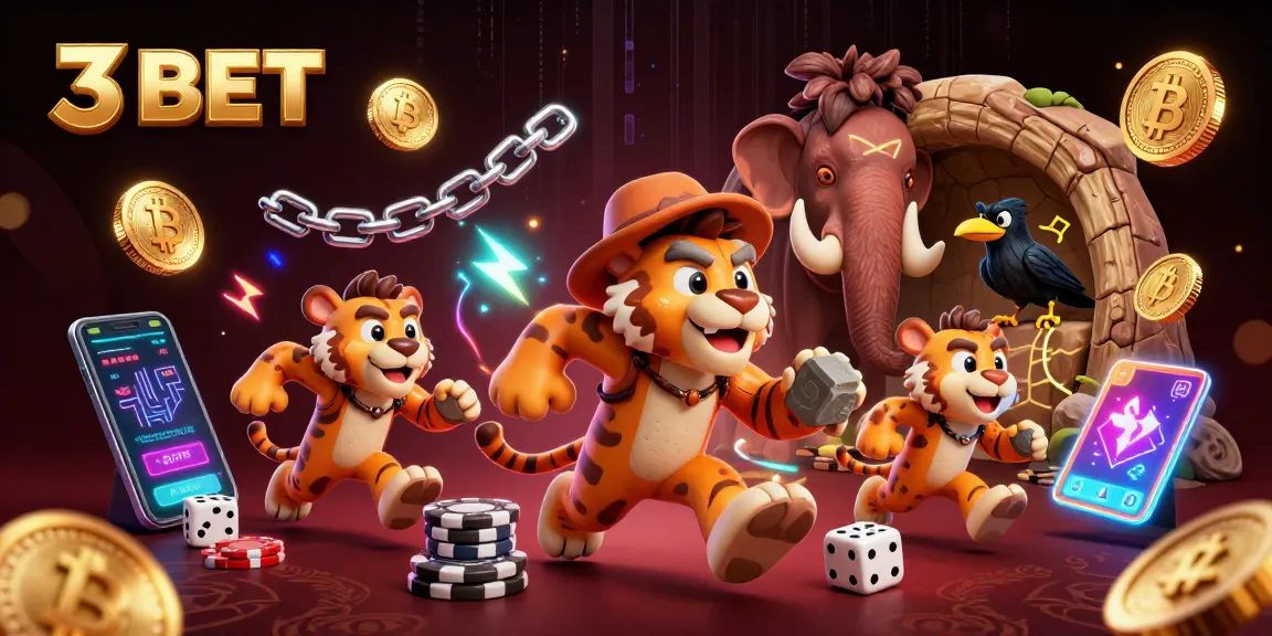 Engage with the thrilling 3 BET casino experience featuring animated characters and vibrant gambling elements.