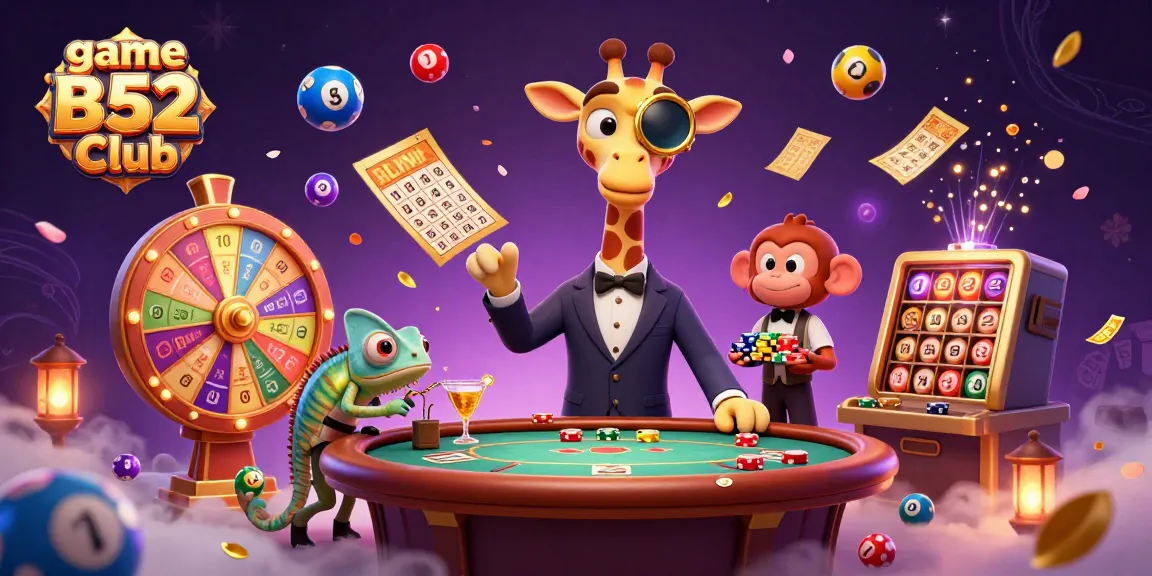 Experience the excitement of game B52 Club with engaging characters and vibrant casino elements.