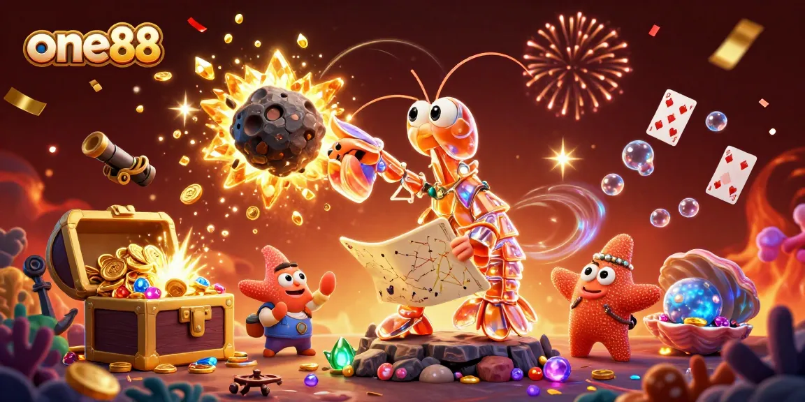 Experience the vibrant world of one88 with dynamic gaming scenes and colorful treasures.